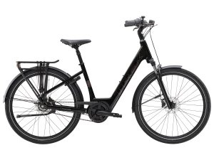 Rower elektryczny TREK District+ 2 o niskim przekroku z napędem pasowym 400Wh 2026 L Czarny