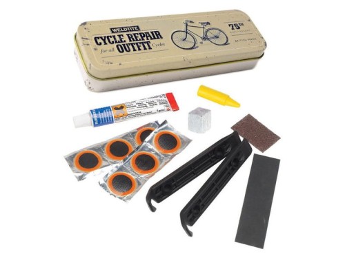 Zestaw łatek do dętek WELDTITE Vintage Cycle Repair Tin (Metalowe pudełko + 6x Łatka + Klej + Kreda