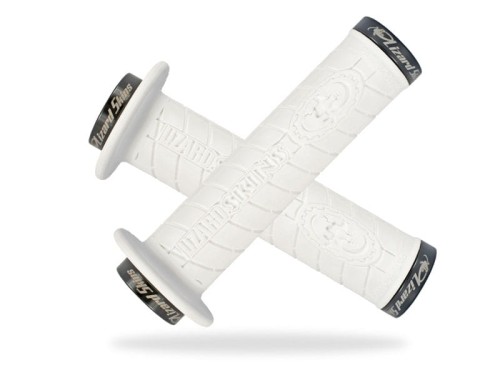 Chwyty kierownicy LIZARDSKINS LOGO FLANGE LOCK-ON klamry czarne 143mm białe